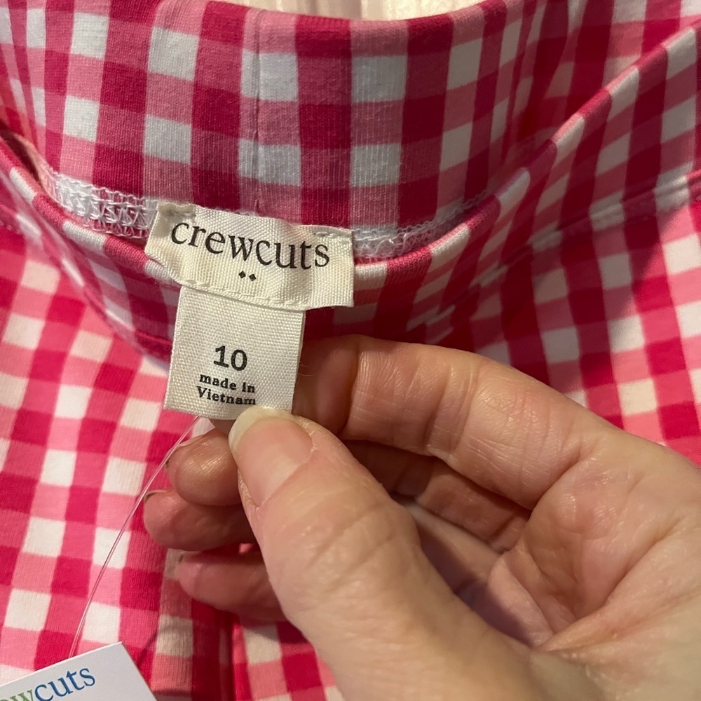 Size 10 J Crew crewcuts crewcuts pink/white gingham leggings - Picture 3 of 5